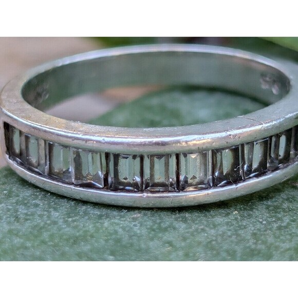 Vintage Sterling Channel Set Baguette Band Ring by Esse Size 7 Silver Ring - Picture 5 of 11